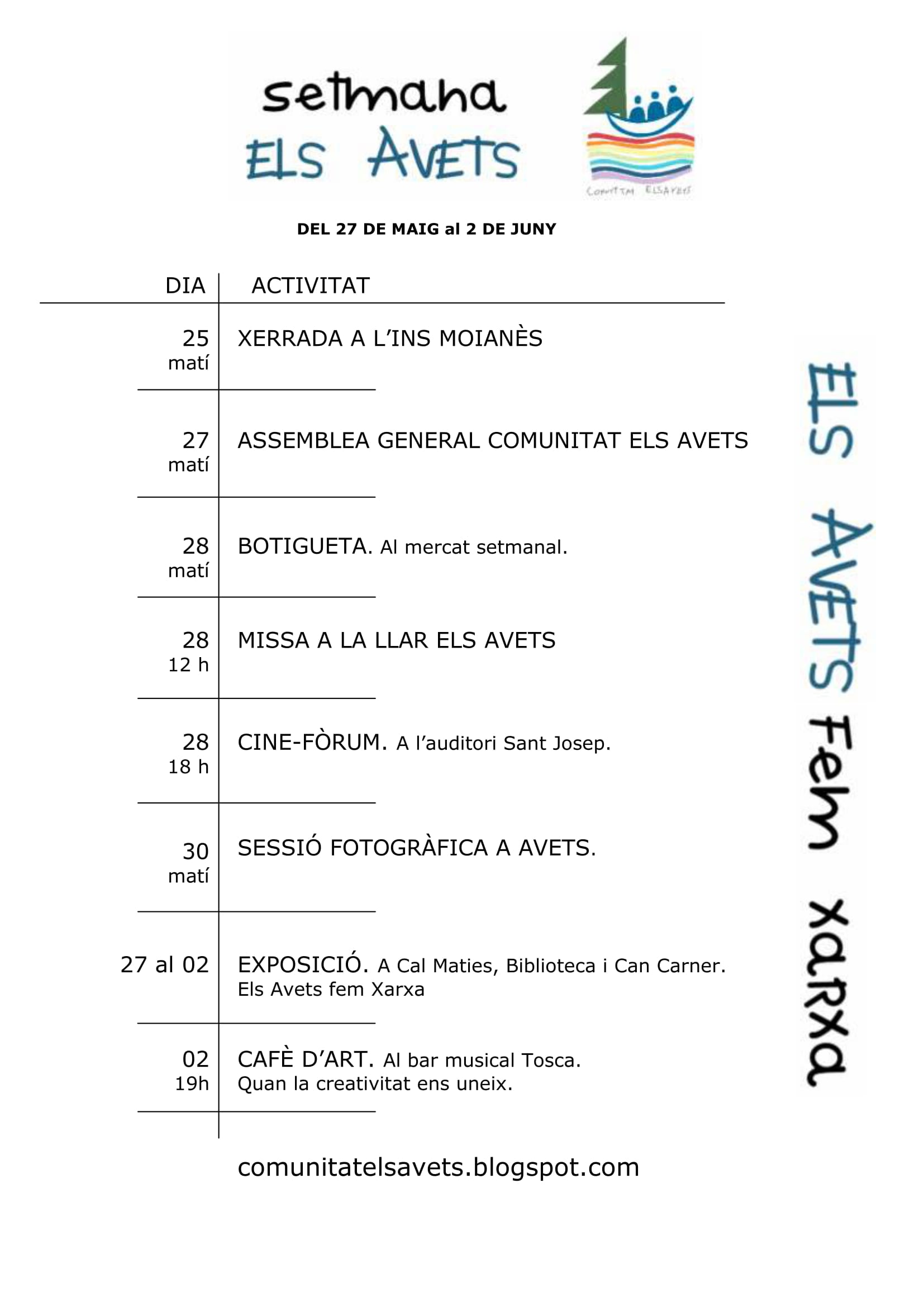 ACTIVITATS SETMANA ELS AVETS A MOI2BC387 PROGRAMA 1